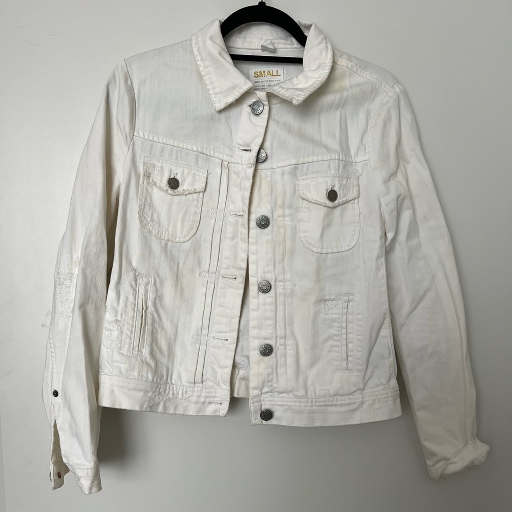 J.crew Distressed White Jean Jacket - Picture 3 of 5